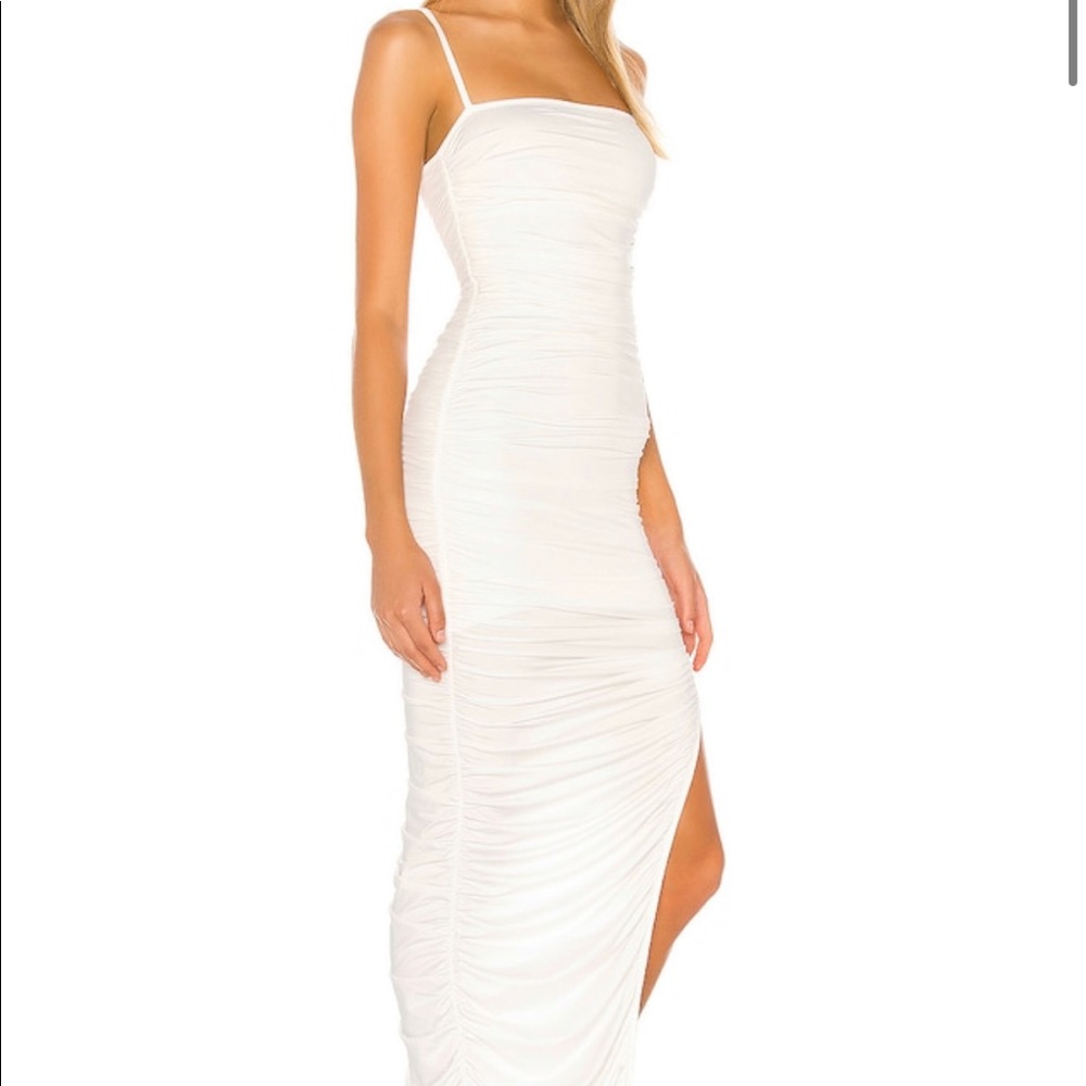 Revolve Superdown Milani Ruched Maxi Dress in White (XXS)